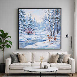 Poster Rio Congelado - Estilo de Arte Pintura Paisagem