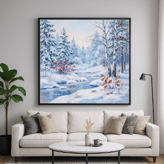 Poster Rio Congelado - Estilo de Arte Pintura Paisagem
