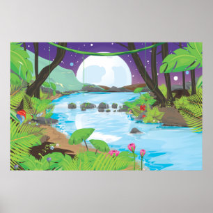 Póster Rio da floresta húmida
