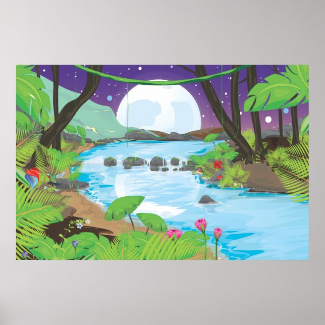 Póster Rio da Floresta Tropical (Frente)
