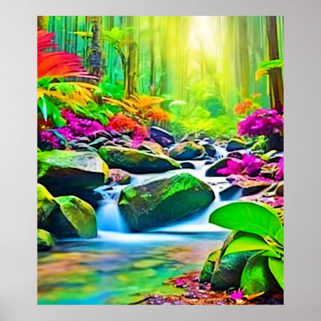 Poster Rio da Floresta Tropical Vivid (Frente)