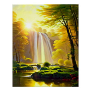 Póster Rio das Árvores de Cascata do Sol. Paisagem bonita