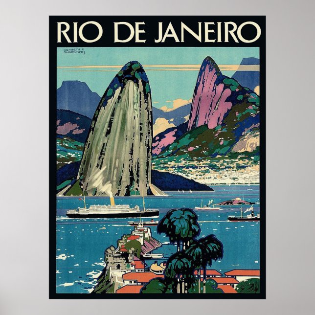 Poster Rio de Janeiro, barcos turísticos na costa (Frente)