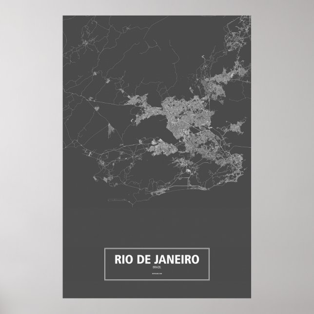 Poster Rio de Janeiro, Brasil (branco sobre preto) (Frente)