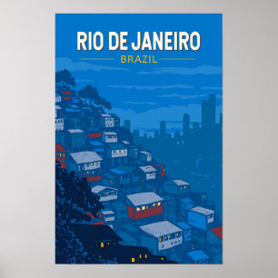 Poster Rio De Janeiro Brasil Favela Viagem Arte Vintage