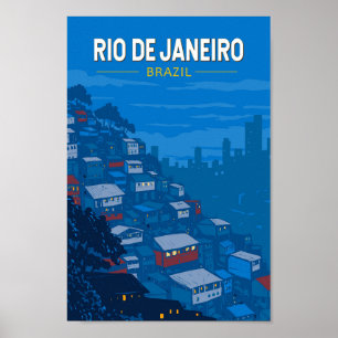 Poster Rio De Janeiro Brasil Favela Viagem Arte Vintage