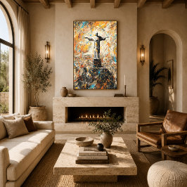 Poster Rio de Janeiro Cristo Redentor Abstrato Drip