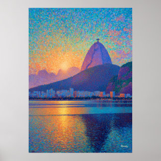 Poster Rio de Janeiro Cristo Redentor Arte Pontilhista
