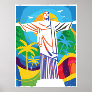 Poster Rio de Janeiro Cristo Redentor Brasil Colorido