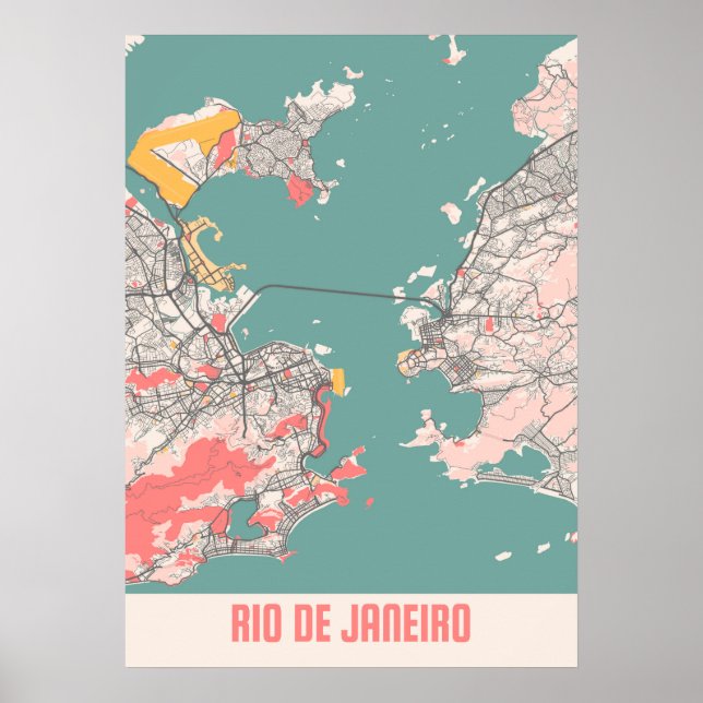 Poster Rio de Janeiro - Mapa da Cidade do Chalk (Frente)