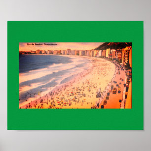 Poster Rio de Janeiro, Vintage Copacabana Beach, Brasil