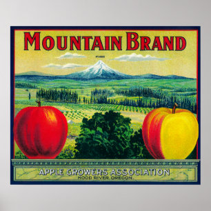 Póster Rio de LabelHood da caixa de Apple da montanha, OU