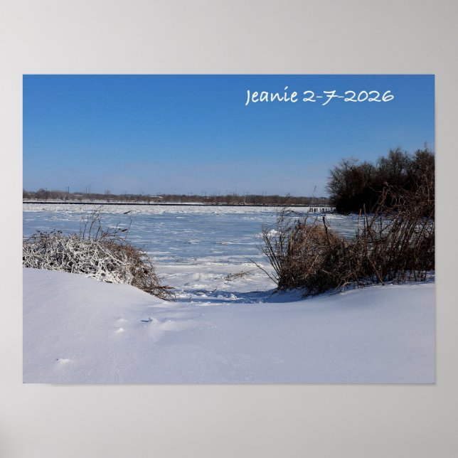 Poster Rio Delaware com neve (Frente)