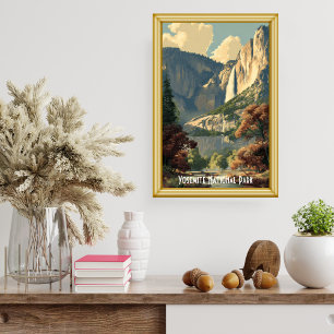 Poster Rio do Parque Nacional de Yosemite Vintage Caminha
