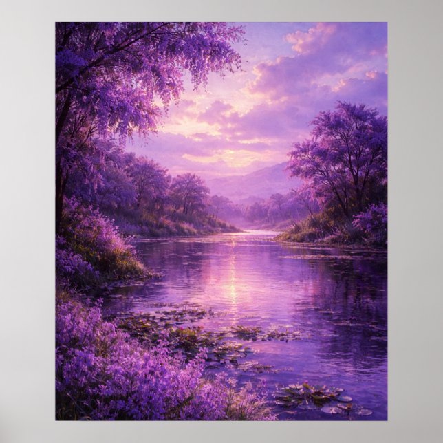 Poster Rio Encantado Sob o Céu Roxo (Frente)