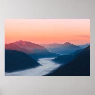 Poster Rio enevoado Soča ao nascer do sol