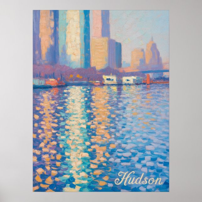 Poster Rio Hudson Impasto Impressionista (Frente)