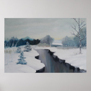 Poster Rio Icy - uma bela paisagem nevada, inverno