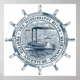 Poster Rio Mississippi. Viagens. Aventura. Descobertas