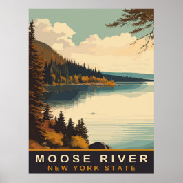 Poster Rio Moose, NY, Viagens Antigas 