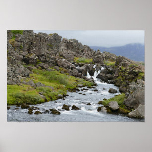 Poster Rio no parque nacional de Thingvellir, Islândia