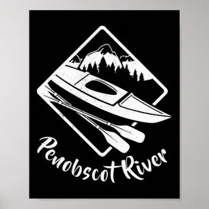 Poster Rio Penobscot Maine Caiaque Caiaquismo Embarcações