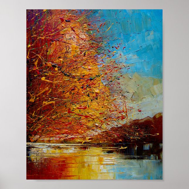 Poster Rio, pintura de abstrato. (Frente)