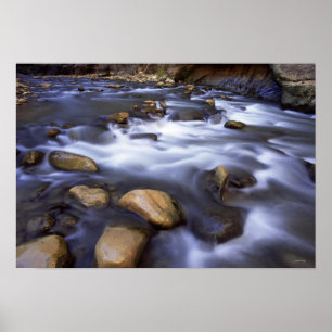 Póster Rio que flui sobre rochas, rio do Virgin, Utá