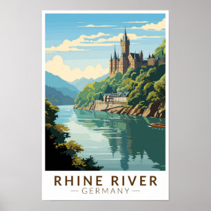 Poster Rio Reno Alemanha Seção Viagem Art Vintage