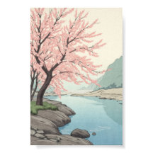 Rio Sakura Moderno Ukiyo-e Japonês