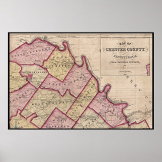 Poster Rio Schuylkill, Mapa do Condado de Chester, em 184