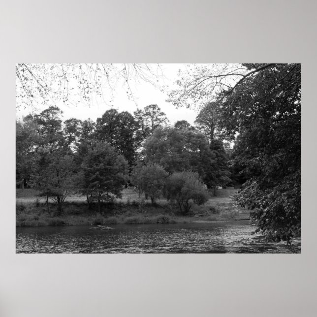 Póster Rio Taff no Parque de Bute, Cardiff - BW (Frente)