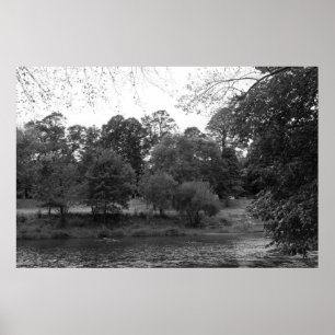 Póster Rio Taff no parque do Bute, Cardiff - BW