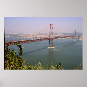 Poster Rio Tejo de Lisboa Portugal 25 de Abril Ponte