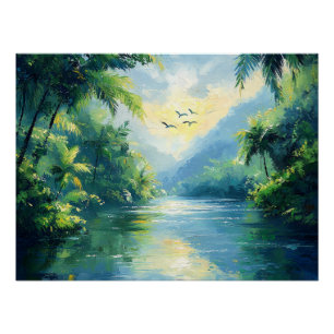 Póster Rio Tranquilo Vencendo Através Da Selva Densa