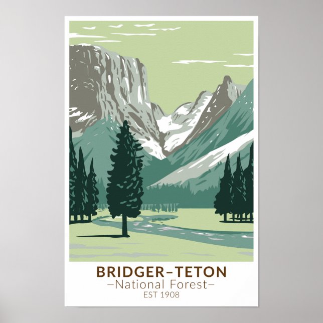 Poster Rio Verde Superior da Floresta Nacional de Bridger (Frente)