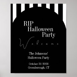 Poster RIP Halloween Black and White Stripe Party Welcome