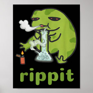 Poster Rippit Sapo Fumante de Maconha Engraçado _1