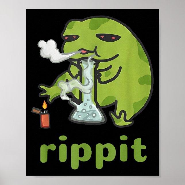 Poster Rippit Sapo Fumante de Maconha Engraçado _1  (Frente)