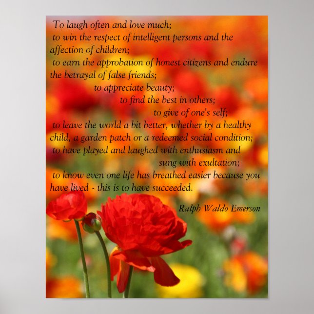 Póster Rir muitas vezes e amar muito... (Frente)