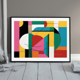 Poster Ritmo Arquitônico - Geometria de Cores e Curvas