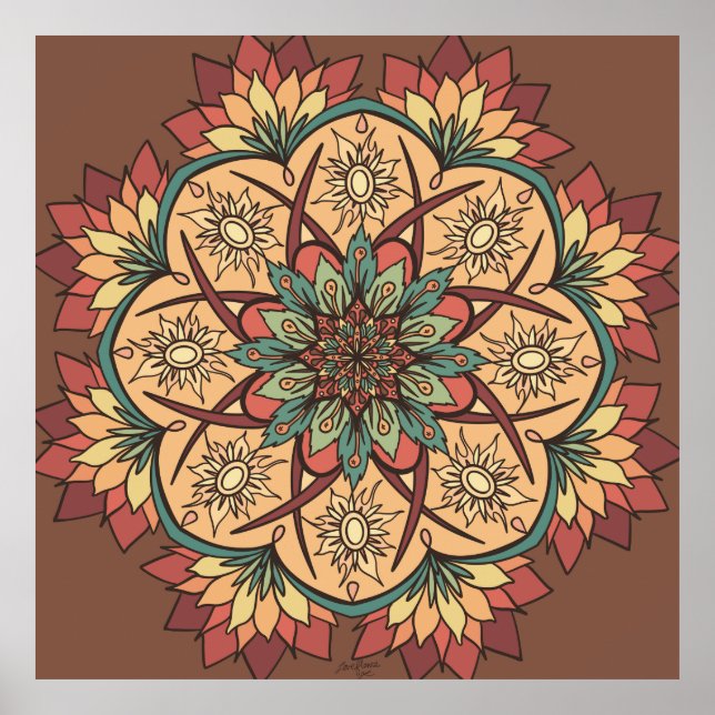 Poster Ritmo da Terra do Sol Natural Mandala (Frente)