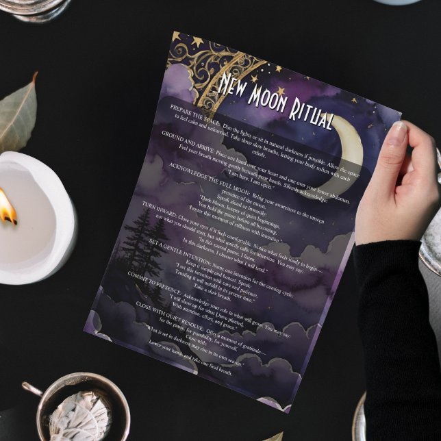 Poster Ritual da Lua Nova Livro de Sombras Pagão Oração (New Moon Ritual Pagan Prayer Book of shadows Poster)