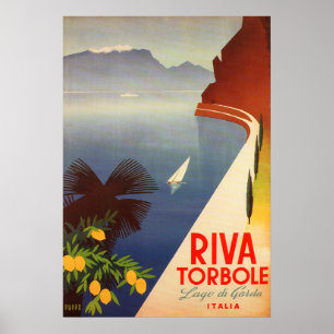 Poster Riva Torbole, Lago de Garda Itália Viagens vintag