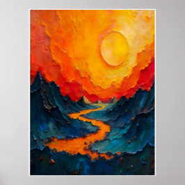 Poster River of Fire: Impasto Oil Painting