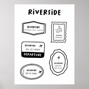 Poster Riverside - Coleção de Carimbo de Viagem   Minimal