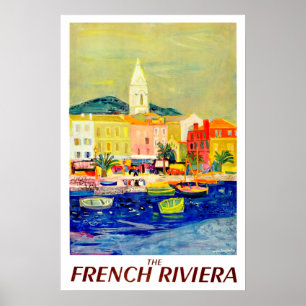 Poster Riviera francesa, França, pintura, arte, vintage