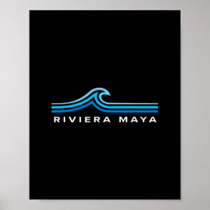 Poster Riviera Maya México Ondas Vintage Homens Mulheres