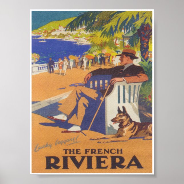 Poster Riviera Sapper Francês com Viagens vintage de Cach (Frente)