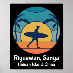 Poster Riyuewan Sanya Ilha Hainan China Surf Vintage